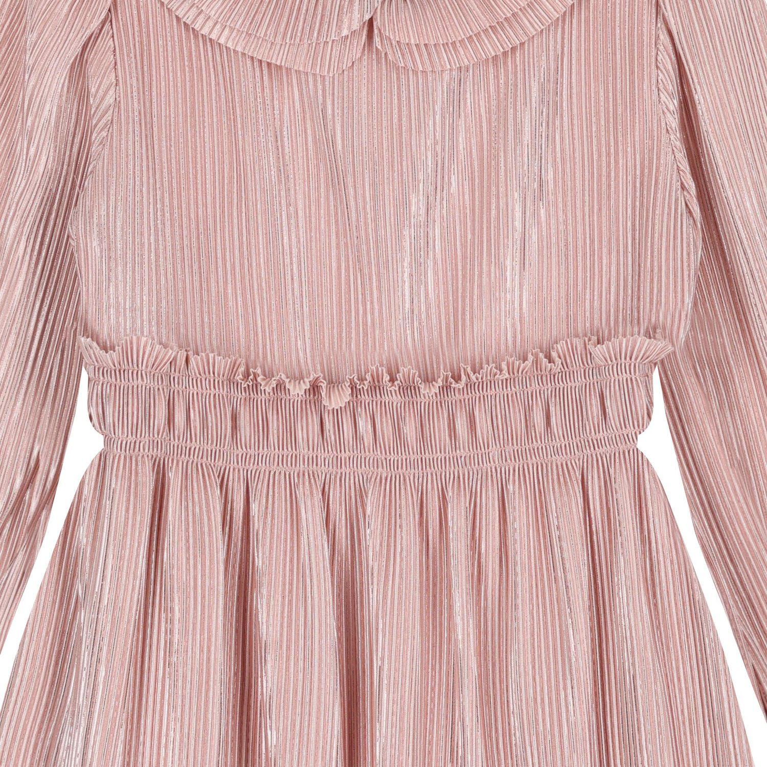 Girls Pink Ruffle Plissé Dress , 2, hi-res