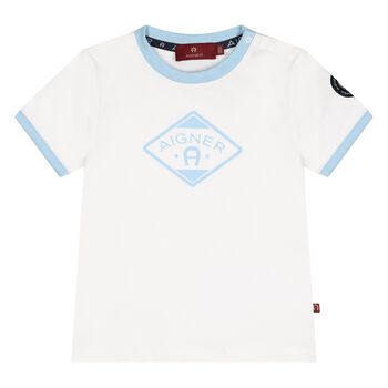 Younger Boys White Logo T-Shirt