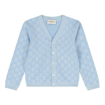 Baby Boys Blue  logo Jacquard Cardigan 