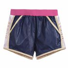 Girls Navy & Pink Logo Shorts, 1, hi-res