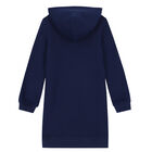 Girls Navy Logo Hooded Dress, 1, hi-res