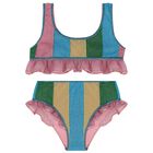 Girls Rainbow Stripe Lumiere Bikini, 1, hi-res