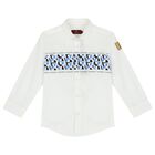 Boys White Logo Shirt, 2, hi-res