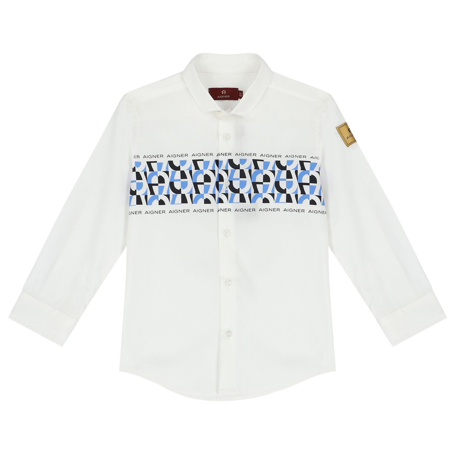 Boys White Logo Shirt, 2, hi-res