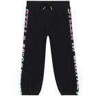 Girls Black Logo Joggers, 1, hi-res