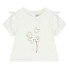 Younger Girls Ivory Flower T-Shirt, 1, hi-res
