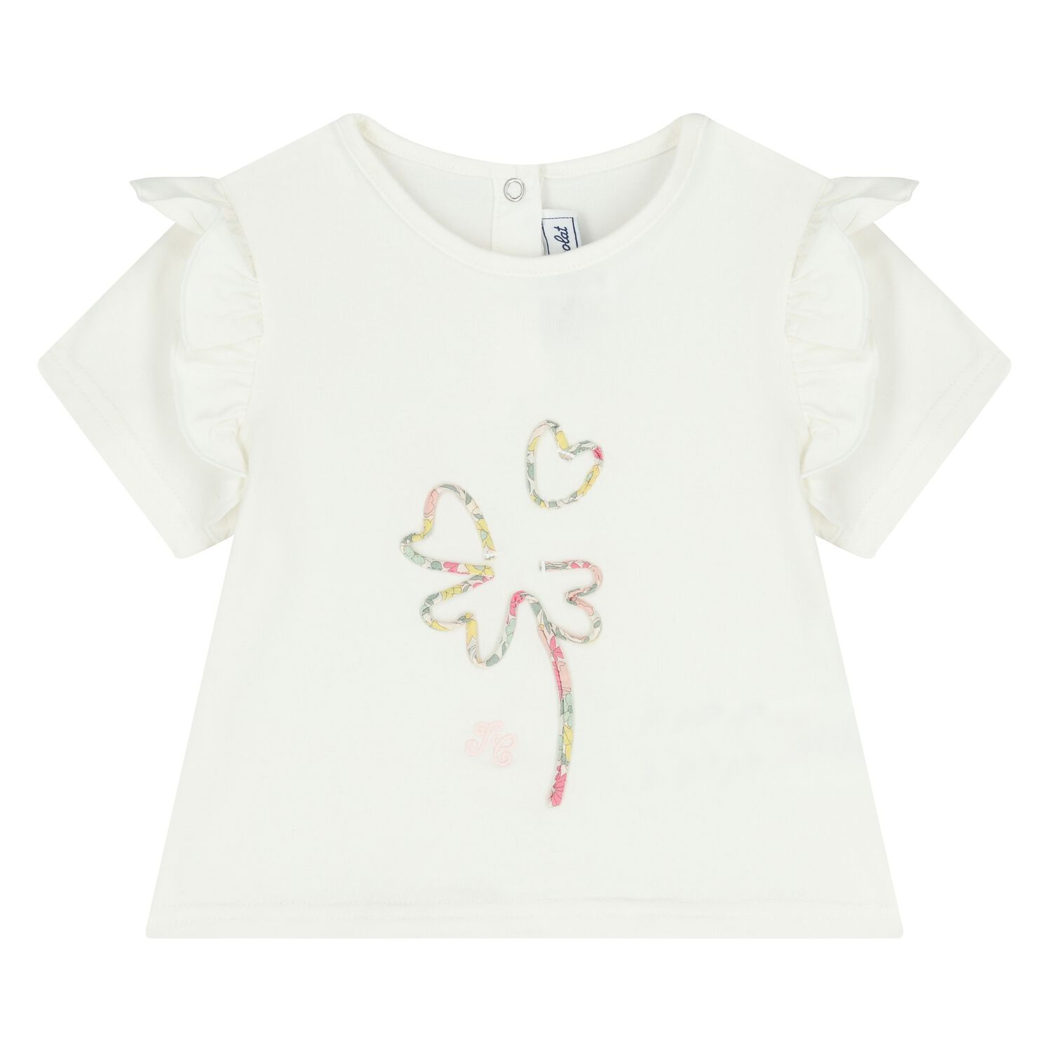 Younger Girls Ivory Flower T-Shirt, 1, hi-res