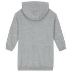 Girls Grey Logo Hooded Dress, 1, hi-res
