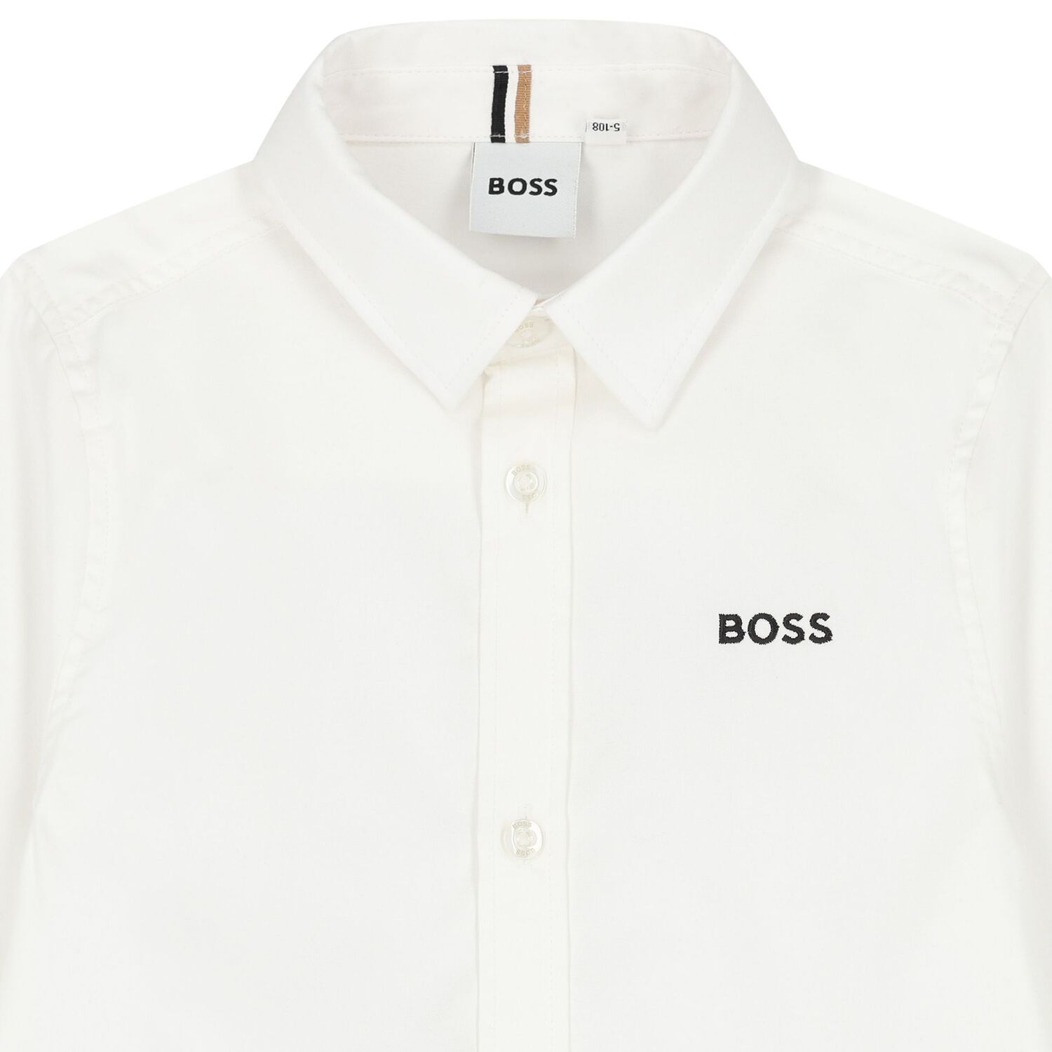 Boys White Logo Shirt, 1, hi-res