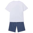 Boys White & Blue Shorts Set, 1, hi-res