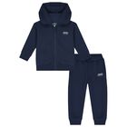 Younger Boys Navy Blue Logo Tracksuit, 1, hi-res