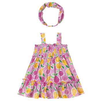 Younger Girls Pink Dress & Headband Set