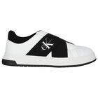 Boys White & Black Logo Trainers, 2, hi-res