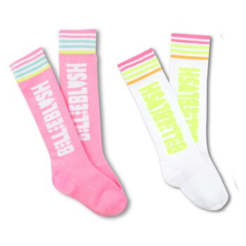 Girls Pink & White Logo Socks ( 2-Pack )