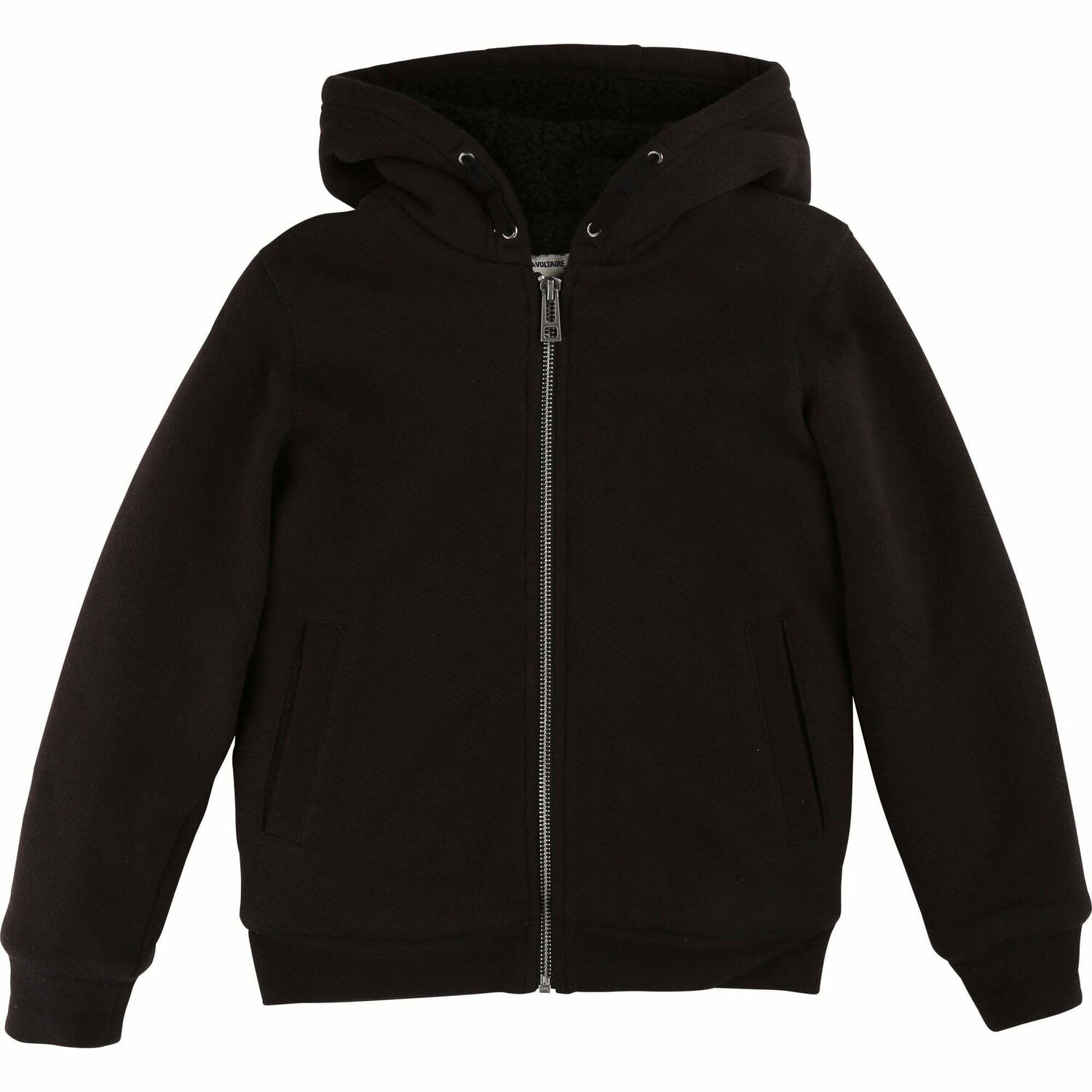 Boys Black Hooded Top, 1, hi-res