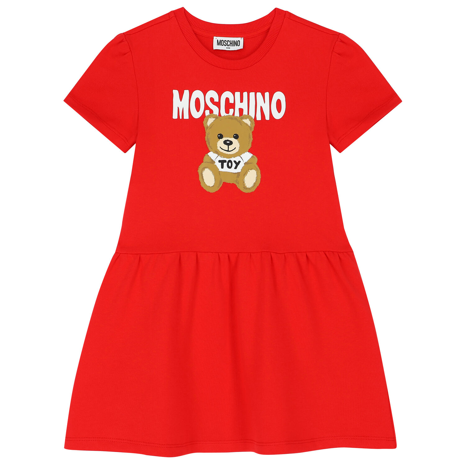 Girls Red Teddy Bear Logo Dress, 2, hi-res image number null