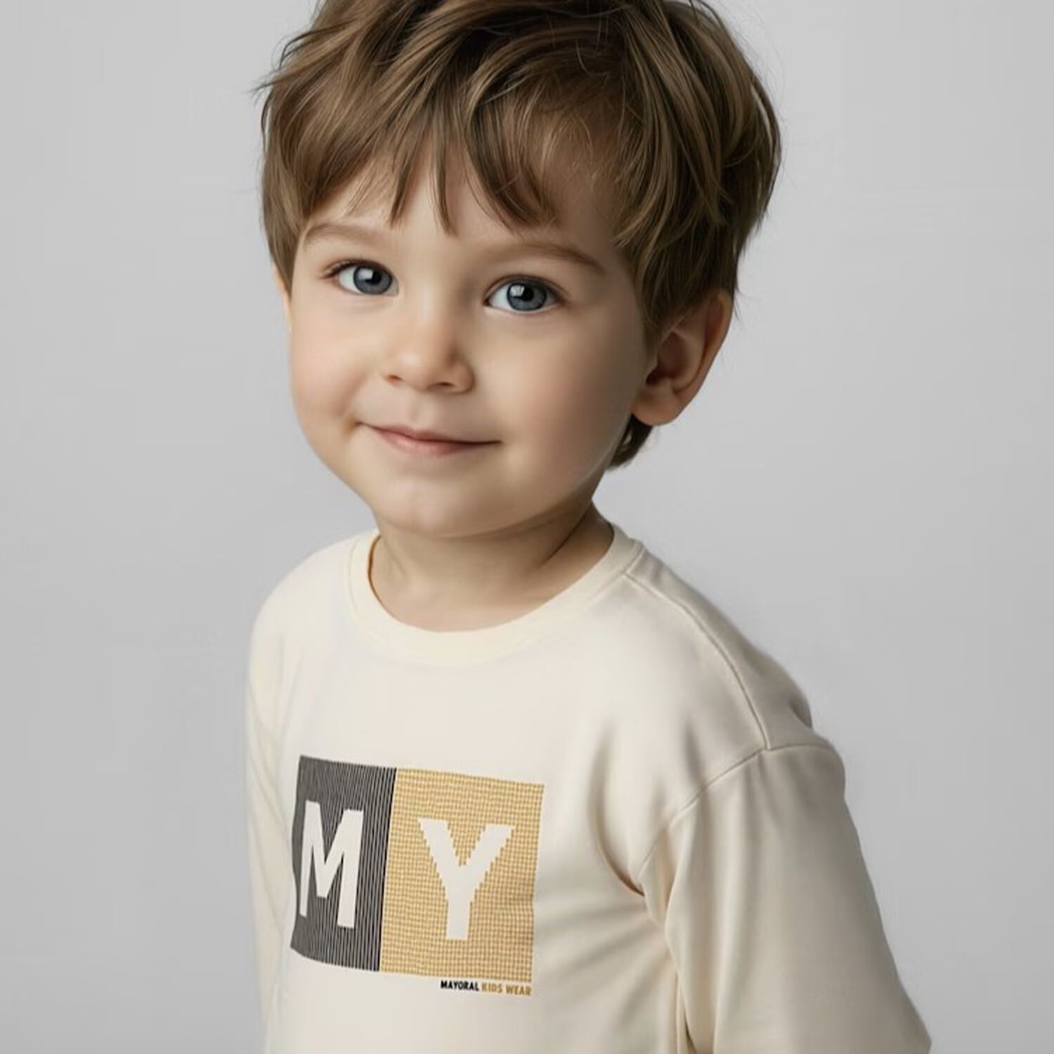Boys Ivory Logo Long Sleeve Top, 1, hi-res