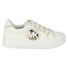 Girls White & Gold Logo Trainers, 1, hi-res