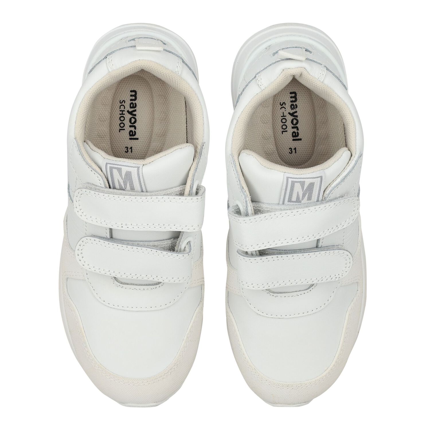 Boys White Logo Trainers, 1, hi-res