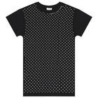 Girls Black Daisy Rhinestones Dress, 1, hi-res