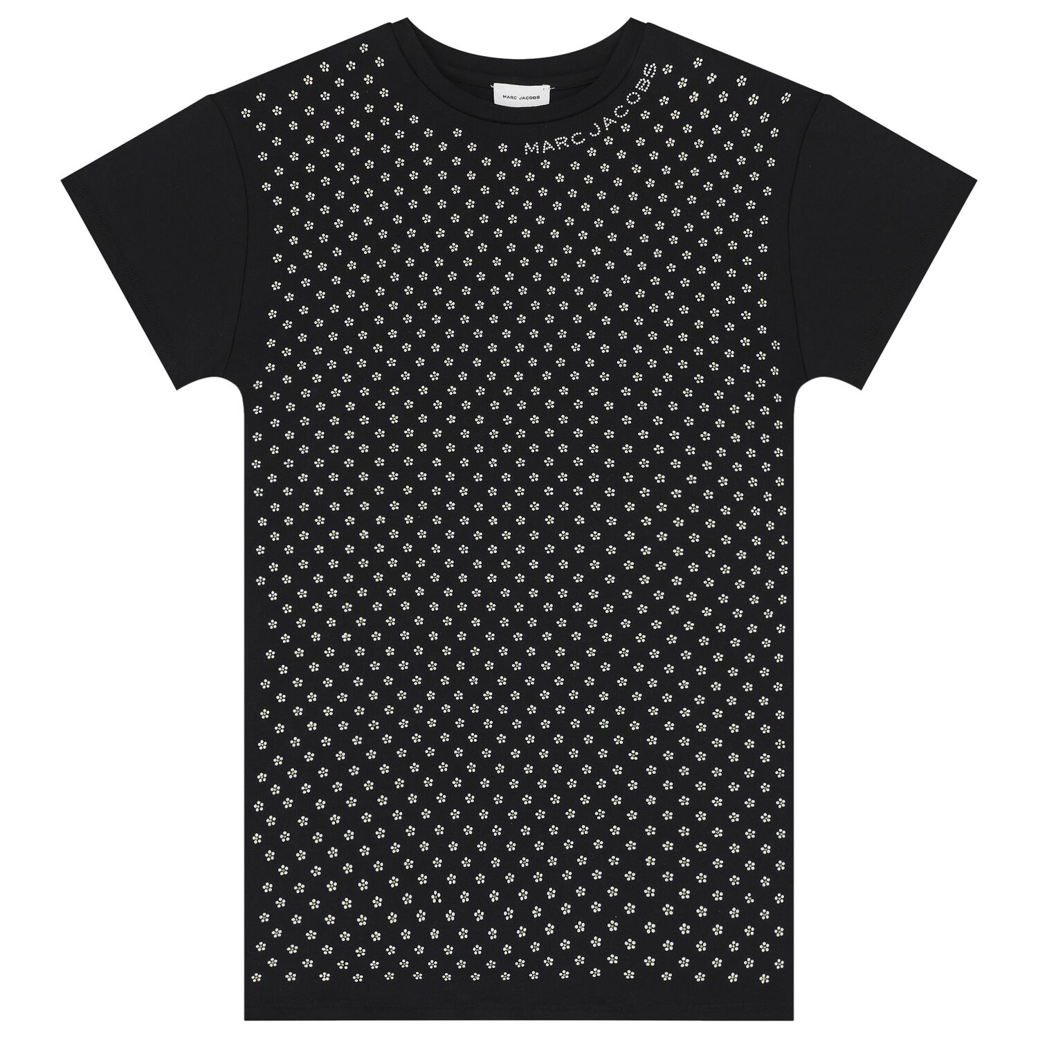 Girls Black Daisy Rhinestones Dress, 1, hi-res