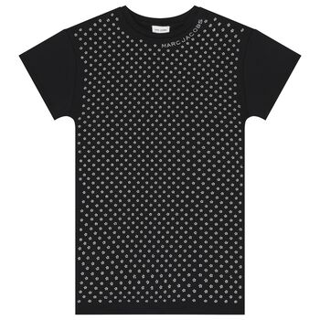 Girls Black Daisy Rhinestones Dress