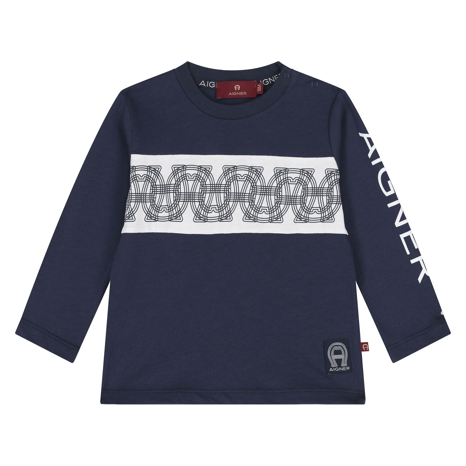 Younger Boys Navy Blue Long Sleeve Top, 1, hi-res image number null