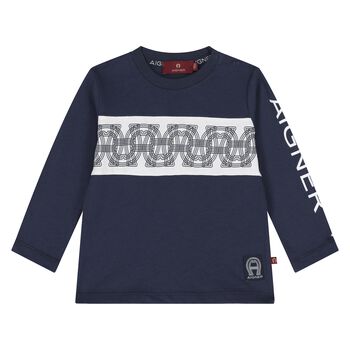 Younger Boys Navy Blue Long Sleeve Top