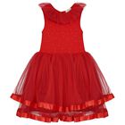 Girls Red Tulle Bow Dress Set, 1, hi-res