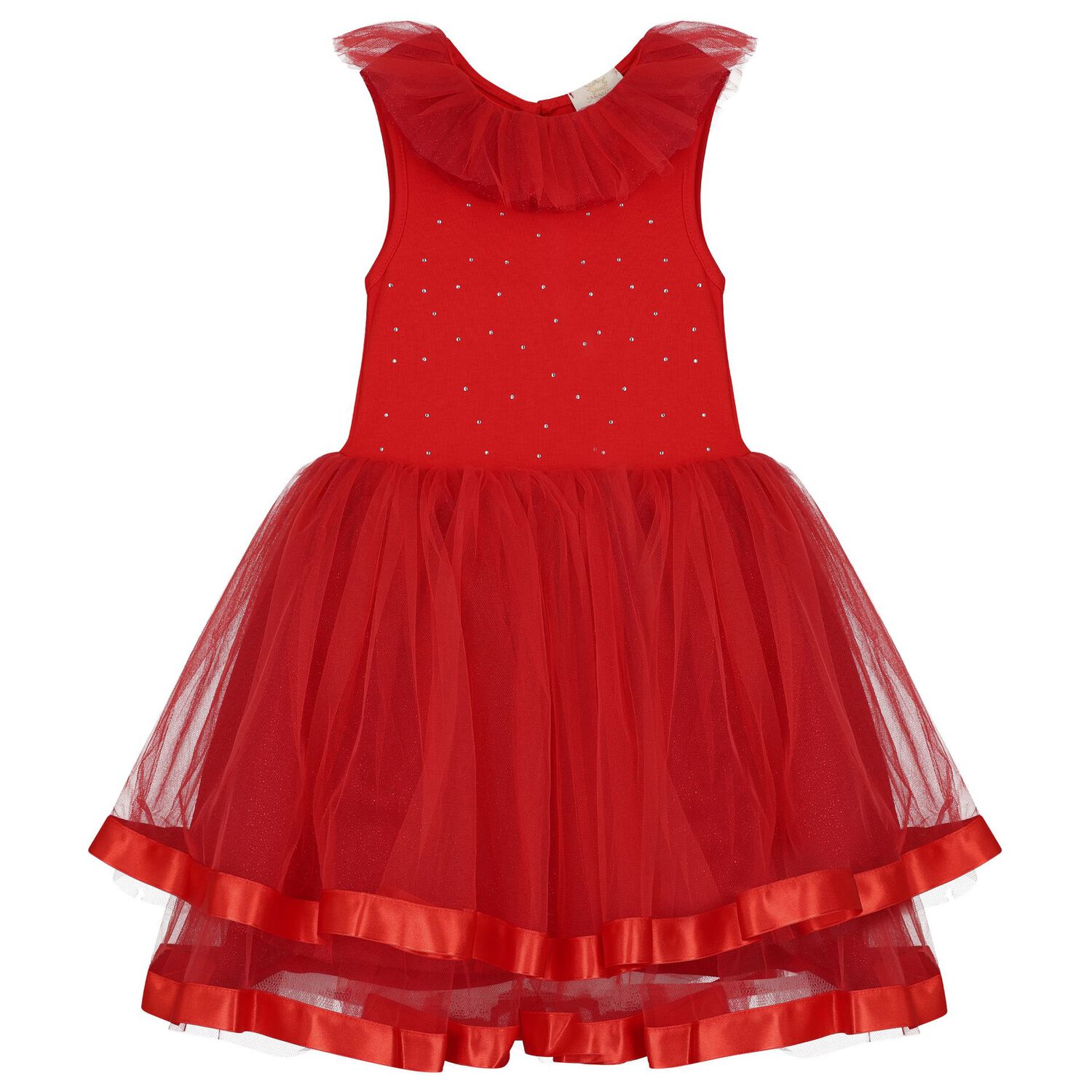 Girls Red Tulle Bow Dress Set, 1, hi-res image number null