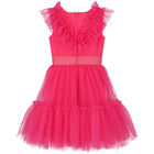 Girls Pink Ruffled Tulle Dress, 1, hi-res