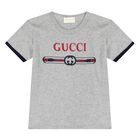 Grey Cotton Logo Younger T-Shirt, 1, hi-res