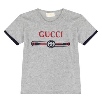 Grey Cotton Logo Younger T-Shirt