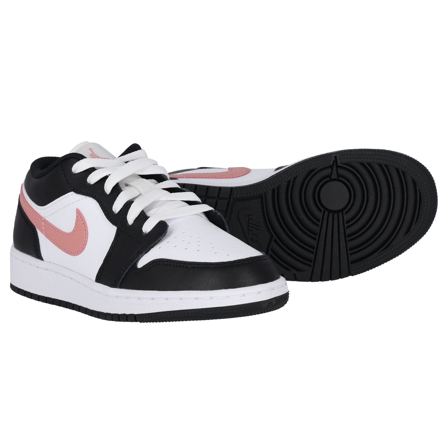 Girls Black, White & Pink Air Jordan 1 Low Trainers, 5, hi-res image number null