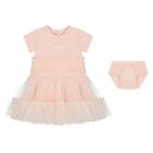 Baby Girls Pink Logo Tulle Dress Set, 2, hi-res