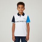 Boys White & Grey Logo Polo Shirt, 1, hi-res