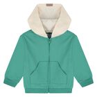 Younger Boys White, Green & Navy Blue Fox Tracksuit ( 3 Piece ), 1, hi-res