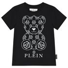 Boys Black Logo Teddy Bear T-Shirt, 1, hi-res