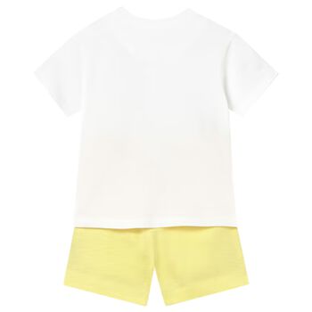 Younger Boys White & Yellow Shorts Set