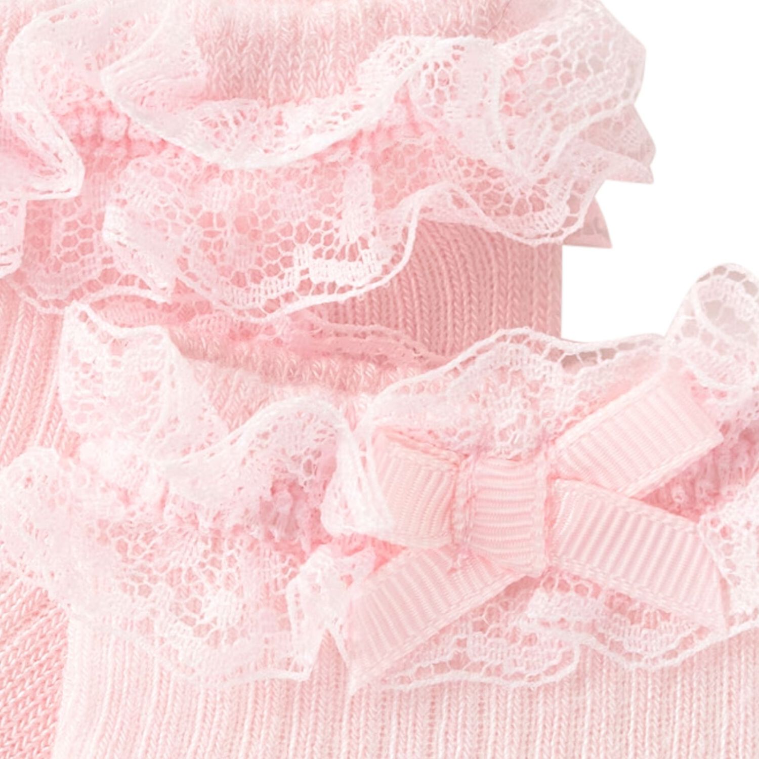 Baby Girls Pink Lace Socks , 2, hi-res