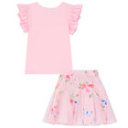 Girls Pink Floral Skirt Set, 1, hi-res