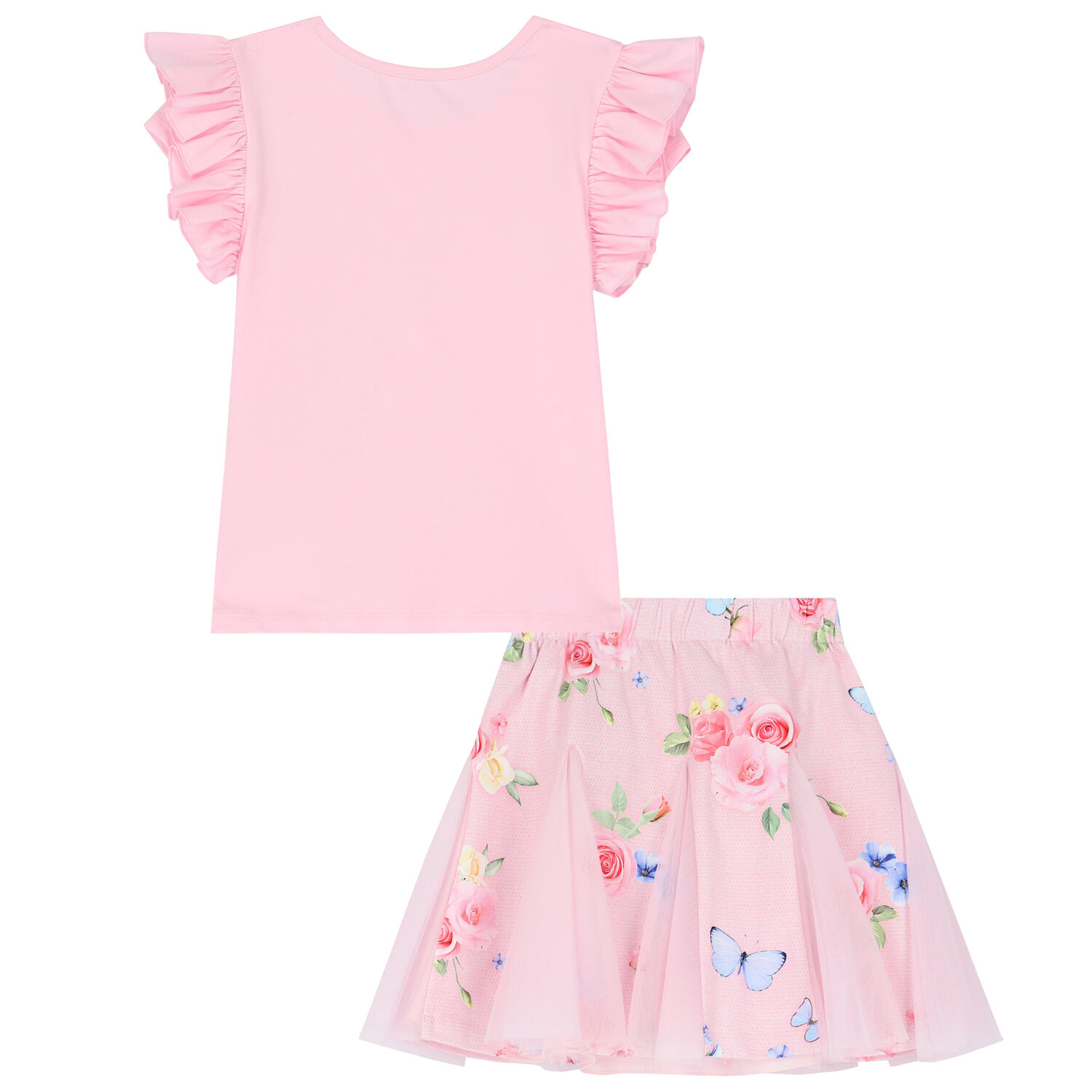 Girls Pink Floral Skirt Set, 1, hi-res