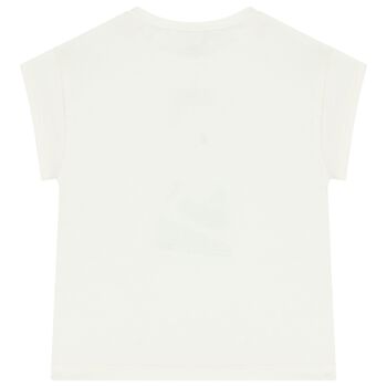 Girls White Sequin T-Shirt