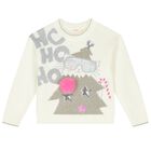 Girls Ivory & Gold Festive Christmas Tree Jumper, 1, hi-res