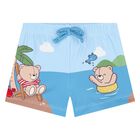 Baby Boys White, Blue & Brown Bear Swim Set, 3, hi-res