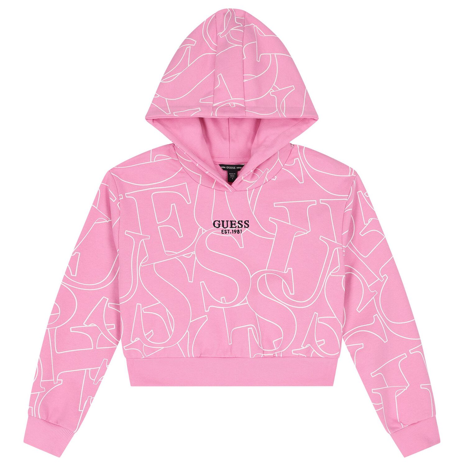 Girls Pink Logo Hooded Top, 1, hi-res