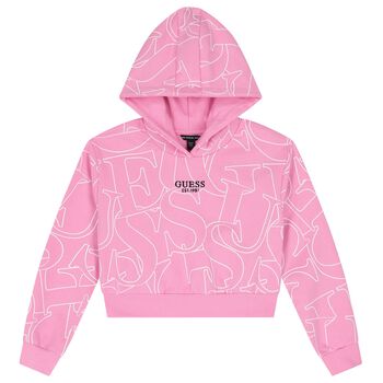Girls Pink Logo Hooded Top