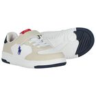 Boys White & Beige Logo Trainers, 1, hi-res