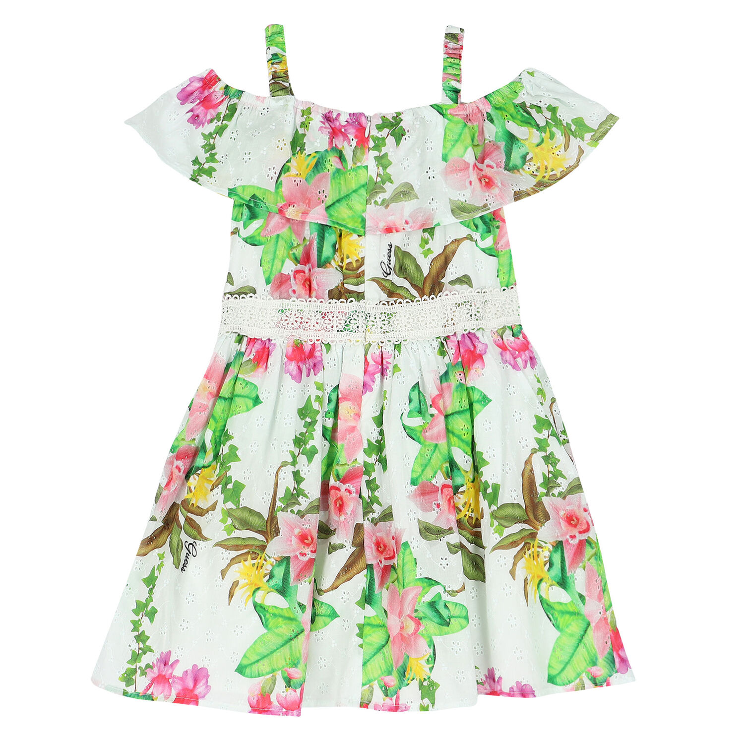 Girls White & Yellow Lemon Dress, 1, hi-res