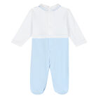 Baby Boys White & Blue Babygrow, 1, hi-res